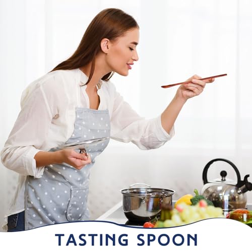 4 Pcs Wooden Tasting Spoons Long Handle 13 x 1.3 Inch for Cooking - size: 13 x 1.3 Inch