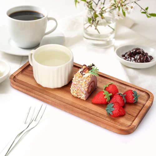 Small Wooden Platter Mini Charcuterie Boards Rectangle Acacia Wood Serving Trays Decorative Cheese Board Cake Appetizer Plates for Party, Home Decor, Food Dish Fruit Dessert Snack Tray,11"X5.5" - size: 11" × 5.5" × 0.6"