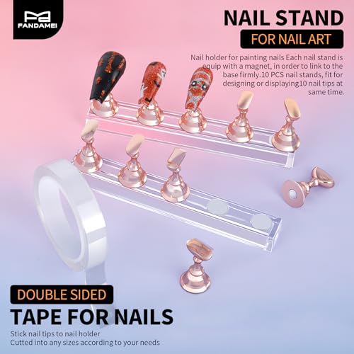 FANDAMEI Nail Art Tools, Nail Stuff, Nail Supplies, Nail Stand, Nail Brush - color: Pink