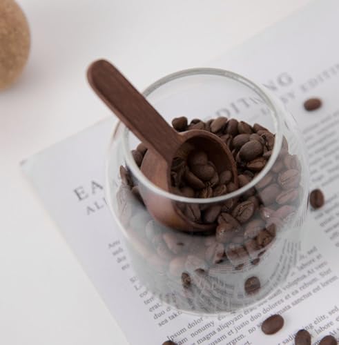 Coffee Spoons, ablespoon Scoop, Coffee Ground Spoon, Measuring for Ground Beans or tea, Soup Cooking Mixing Stirrer Kitchen Tools Utensils, 1 Wooden Tea Scoop (Walnut Wooden 3.86 in） - color: A Walnut Wooden Short