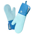 Kitchen Mama UltraShield Silicone Oven Mitts, Blue - color: Blue