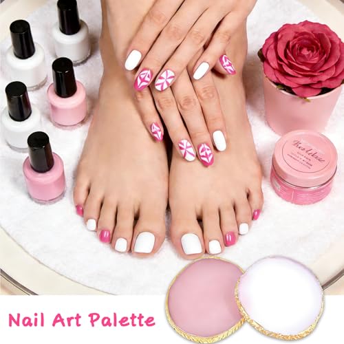 2 Pcs Resin Nail Art Palettes,Nail Polish Palette,Golden Edge Gel Nail Mixing Palette Nail Tray,Makeup Display Board,Nail Design Tools(White and Pink) - color: Pink,white