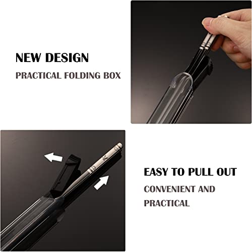 Metal Chopsticks Reusable,Stainless Steel,Titanium Plated,Black Phoenix 1PC