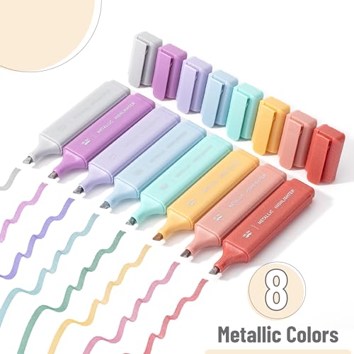Mr. Pen- Glitter Highlighters, 8 Pack, Metallic Colors - color: Metallic