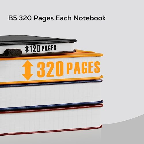 FOCUS DAY Journal Notebooks College Ruled, Thick Notebook Journal with 100GSM Paper, B5 Large Lined Notebook Journal for Women & Men, 7.1'' X 10'', 320 Pages, Black Leather Notebook - color: 2.Black, size: B5