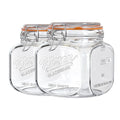 Half Gallon Mason Jar with Hinged Lid, 2 Pack Glass Canister, 64 Oz - color: 64oz-Square-2 Pack-Hinged Lid
