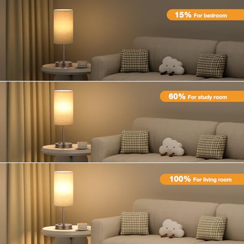 Fenmzee 17.4" Brown Lamp for Bedroom - Dimmable Touch, USB A+C, AC Outlet - color: Beige - Brown, size: 17.4"