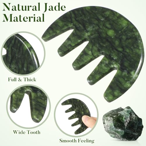 Jade Stone Gua Sha Comb,Jade Massage Comb, Scalp Massager, Massage Tools for Scalp Head Hair,Facial Manual Scalp Massagers, Like Scalp Massager Comb