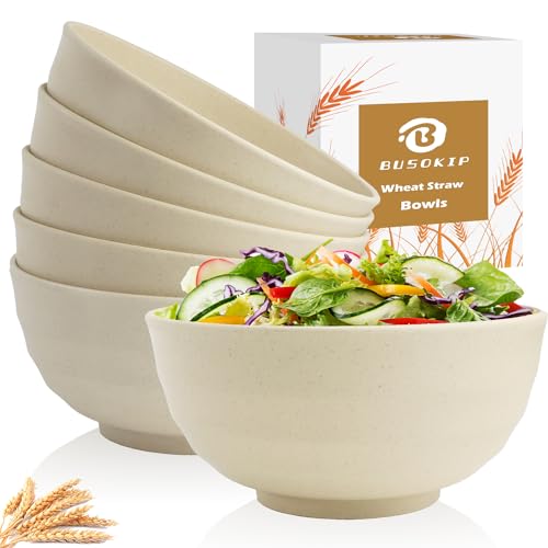 60oz Ramen Bowls Set of 6, Large Plastic Bowls for Eating (Beige) - color: Beige, size: 60 Oz