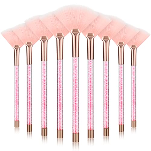 Maitys 9 Pieces Facial Fan Mask Brushes, Pink - color: Pink