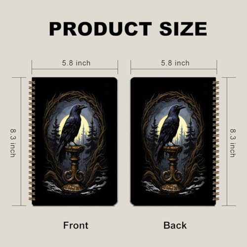 2 Pcs Gothic Crow Gifts A5 Spiral Notebook, 160 Pages Journal Notebook - color: Multicolour 0014