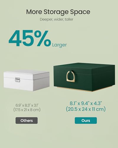 SONGMICS 2-Layer Jewelry Box with Handle, Removable Tray, Floating Effect - color: Forest Green