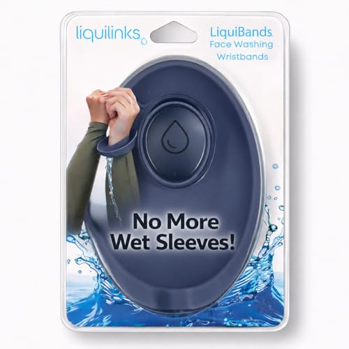 LiquiBands Face Washing Wristbands - Original Drip Catch Cuffs (Blue, L/XL) - color: Midnight Blue, size: L/XL