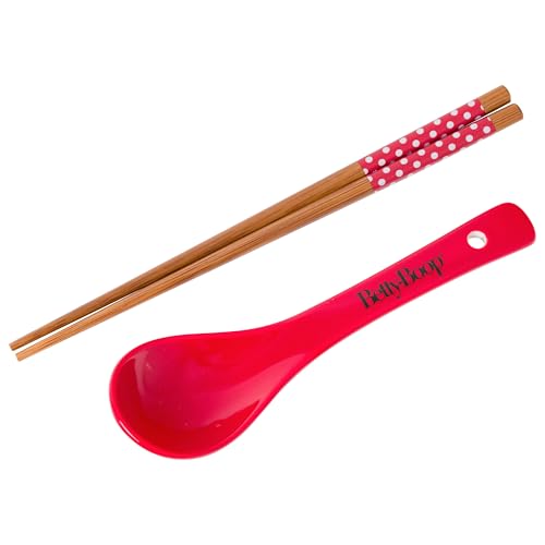 Silver Buffalo Betty Boop Heart Wink, Ramen Bowl with Chopsticks, 20oz - color: Betty Boop Wink Spoon, size: 20 Ounces (With Spoon)