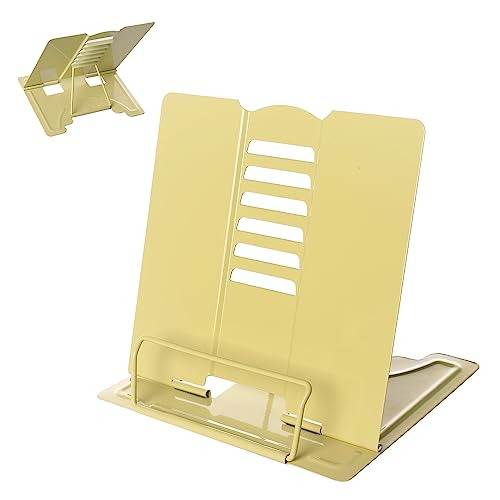Metal Book Stand Adjustable Book Holder for Reading - color: Full Yellow