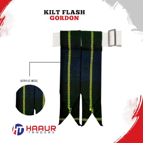 Men's Men's Tartans Kilt Flashes with Heavy Buckle Elastic Adjusters Fit - color: Gorgon