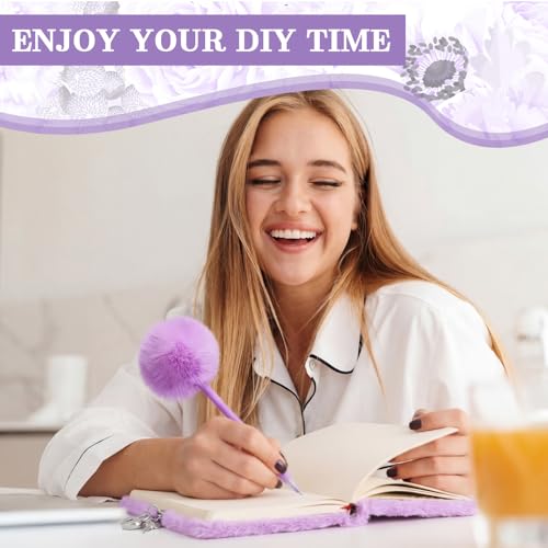 Janlaugh DIY Journal Diary with Lock Pack Scrapbook Kit, Purple, Plush - color: Purple, style: Plush