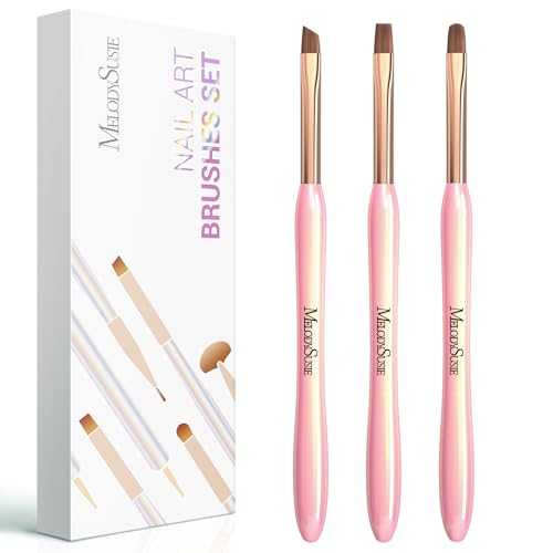 MelodySusie 3Pcs Nail Art Clean Up Brushes - color: Pink(Flat/Oval/Angled)
