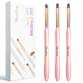 MelodySusie 3Pcs Nail Art Clean Up Brushes - color: Pink(Flat/Oval/Angled)