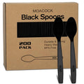 MOACOCK 200 Count Heavy Weight Black Plastic Spoons - color: Black