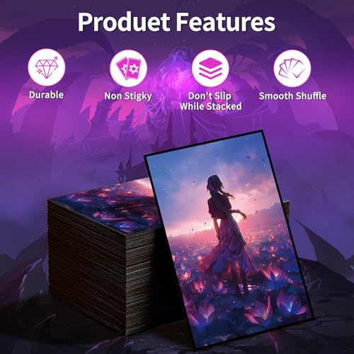 MTG Card Sleeves(Fantasy Lotus) Art Card Sleeves Deck Protector, Clear Front & Matte Back, Smooth Shuffle