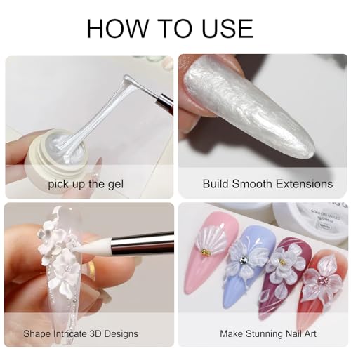 5Pcs Dual-Ended Nail Art Sculpting Tools Silicone Nail Tools for 3D Gel Carving Embossing Gel Mixing Chrome Powder Application Flower Dotting Manicure Design Pen