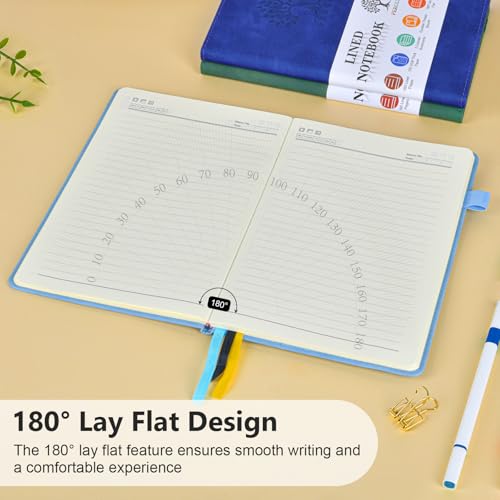 Lined Notebook 5.9"x8.5", Hardcover Leather Journal for Women Men,160 Pages - color: Blue, size: Lined Page