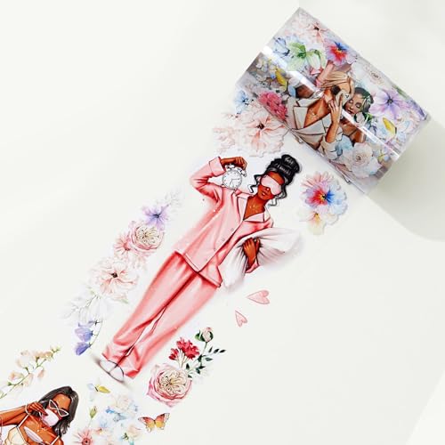 WT Wide PET Tape, Perfect for Scrapbooks, Junk Journals, Flower Girls Decorative Tape, Bloom & Vogue Tape, Transparent Clear Adhesive, Journal Scrapbook Bujo Planner DIY Craft Supplies(Single Roll) - color: WT Bloom & Vogue Wide PET Tape