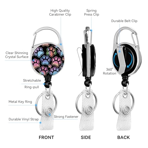 2 Pack Dog Paw ID Badge Holder with Clip Badge Reels - color: 2 Pack-dog Paw 2
