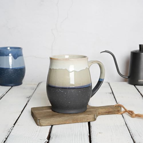 Bosmarlin Extra Large Ceramic Coffee Mug, 25 Oz, Dishwasher and Microwave Safe, Oversized Big Tea Cup for Office and Home, Reactive Glaze (Grey) - color: Gray