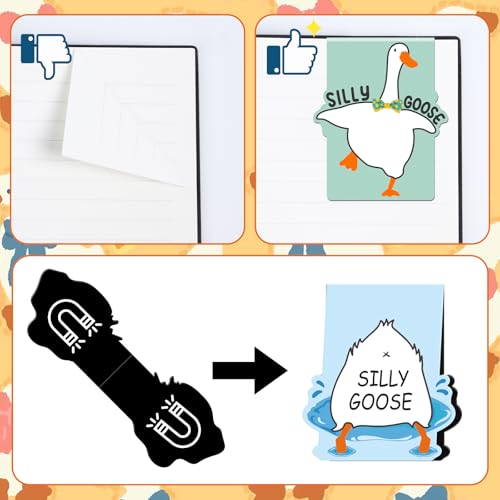 8 Pcs Goose Magnetic Bookmark Funny Meme Silly Book Mark Page Clip