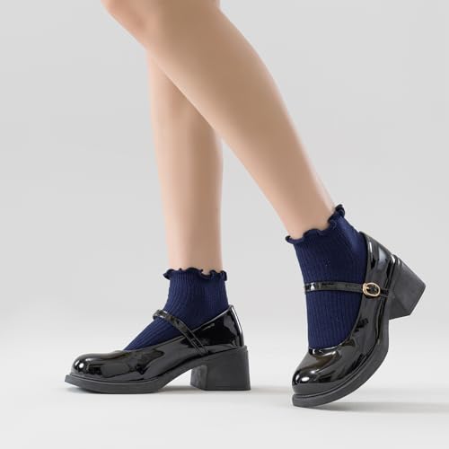 Mcool Mary Womens Ankle Ruffle Socks 6 Pack - color: Navy Blue, size: 5-9