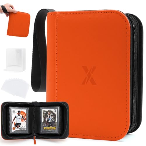 Mini 1 Pocket Top Loader Binder, Upgraded Widened Pages & Spine - color: Orange, size: 1