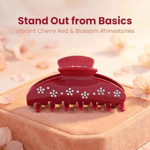 Red Claw Clips Acetate Big Hair Clips for Women Thick Hair 4In - color: red