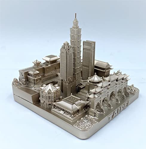 ZIZO Modern The World Landmarks Model Buildings City Skyline Statue for Home Decor for Boy Friends Gold 4" (Taipei) - color: Taipei