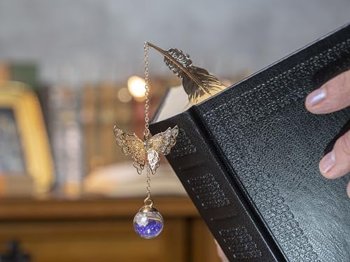 Toirxarn Metal Feather Bookmark, Back to School Teacher Gift for Women - color: Feather Gold - Purple Crystal With White Flower