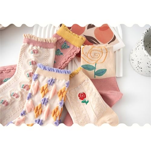 Lavish Lavender Argyle Frill Socks for Women, Dress Socks - color: 5pair-pink3