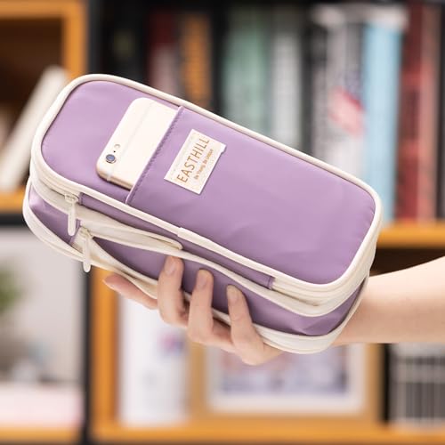 EASTHILL Big Capacity Pencil Case Large Pencil Pouch Stationery Pen Bag for Teen Girls-Purple - color: Purple