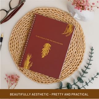 Happy Hoos® Aesthetic Spiral Notebook - 6.25" x 8.25" College Ruled Journal Notebook - Hard Cover Writing Journal for Work, School, Travel, More - Floral Notebook 8 Seasonal Designs (Gilded Autumn) - color: Gilded Autumn