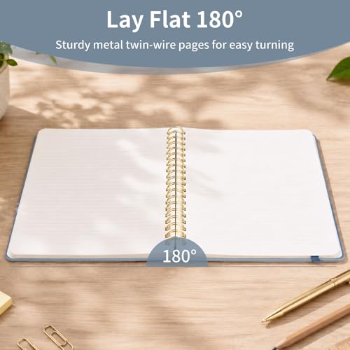 Spiral Notebook - 7.24" x 10" College Ruled Journal with Inner Pockets and 180 Pages, PU Leather Cover Business Journal, Twin-Wire Binding Notebook Perfect for Office & Home School Supplies ReefBlue - color: 001-Reef Blue-1pack, size: B5-180 pages