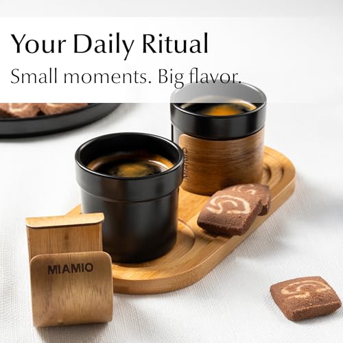 MIAMIO – Espresso Cups Set of 4 (3.5oz) Japanese Tea Cups Ceramic (Black) - color: Black