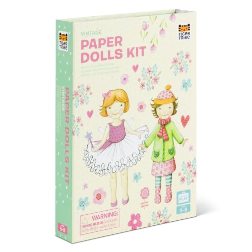 Tiger Tribe: Paper Dolls Kit - Vintage - Design & Dress 2 Paper Dolls, Includes Clothes You Color in, Colored Clothes, Stickers & Colored Pencils