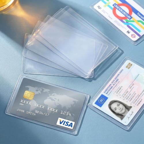 30 Packs Clear Card Holder Sleeves, Side-Open Waterproof Business Card Protector Sleeves PVC Soft for Credit Cards, Driver's License