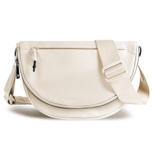 Crescent Bag for Women,Medium Nylon Crescent Bag Single Shoulder Bag - color: beige