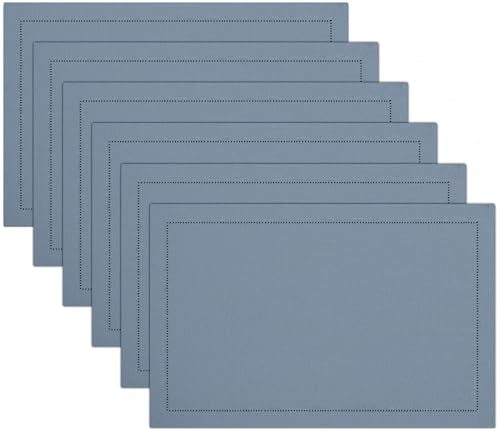 Ruvanti Placemats Set of 6, Linen Cotton Blend Place Mats, 13x19 – Grey - color: Gray
