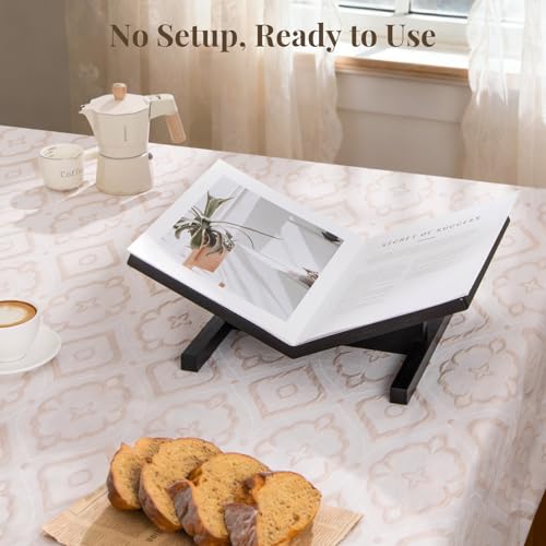 PUERSI Open Display Stand, Wooden Large Book Holder, Coffee Table Stand - color: One-piece-black