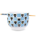 Silver Buffalo Hello Kitty and Friends Chococat Checkered Pattern Ceramic Ramen Noodle Rice Bowl with Chopsticks, Microwave Safe, 20 Ounces - color: Chococat Checkered, size: 20 Ounces (No Spoon)