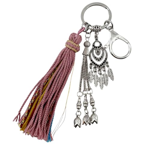 Boho Keychain, Tassels, Purse Charms for Handbags, Gift for Women - color: Silver