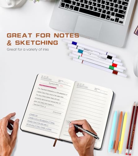 Biuwory A6 Leather Pocket Notebook, 140 Lined Pages Hardcover Small Journal - color: Black, size: Lined-140 Pages (3.7"×5.7")