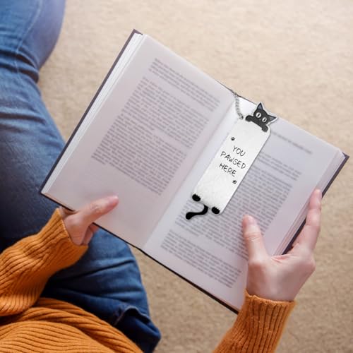 Black Inspirational Funny Cute Cat Bookmark for Reading Women - style: Cat Tail